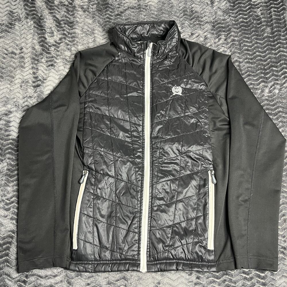 Cinch puffer Jacket Women’s Black Full Zip Pockets Lined Softshell Size Small